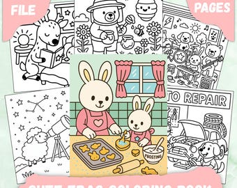 Cute Eras Coloring Book | 50 Retro Animal Pages | Cozy Nostalgic Fun | Printable PDF for Kids & Adults