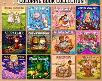 Pacchetto definitivo di oltre 50 libri da colorare accoglienti / Oltre 2000 pagine da colorare / Pagine da colorare audaci e facili / Download digitale
