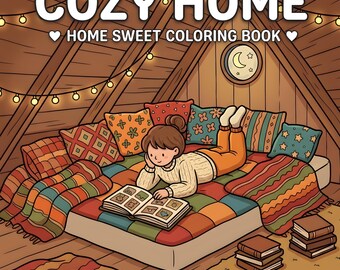 Libro para colorear "Un hogar acogedor" / 40 páginas para colorear imprimibles / Lindos diseños y dibujos para colorear / Relajante para adultos y niños