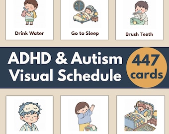 Tarjetas de horarios visuales para TDAH y autismo, tarjetas de rutinas editables, tabla de rutinas diarias, tabla de tareas, horario de ritmo diario para niños pequeños.