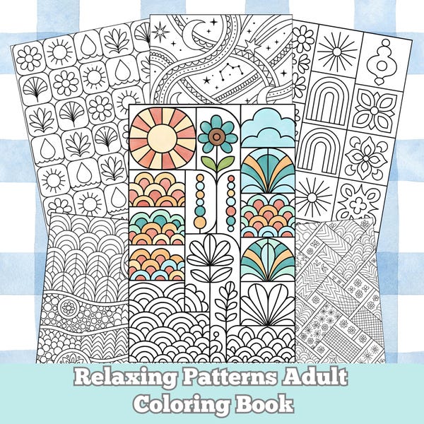 Adult Coloring Book, 32 Relaxing Patterns Adult Coloring Pages, Abstract Designs for Stress Relief and Relaxation,