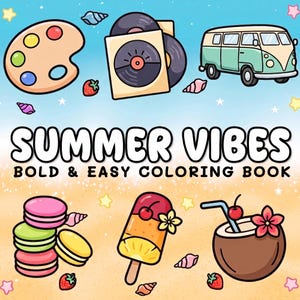 Libro para colorear "Ambiente veraniego" / 100 dibujos para colorear llamativos y fáciles / Páginas para colorear para relajarse