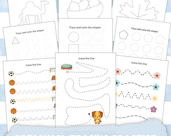 78 hojas de trabajo imprimibles de trazado, trazado de líneas para preescolar, aprendizaje de formas, escritura a mano, libro de actividades para educación en casa, actividades para jardín de infantes