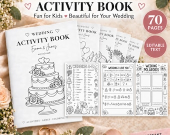 Wedding Activity Book for Kids | 70 Printable Activities | Children's Wedding Activity Book | Coloring Pages and Reception Table Games