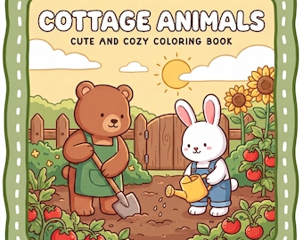Libro para colorear de animales de granja, 50 páginas para colorear imprimibles, para colorear de forma amena para adultos y niños, PDF digital.