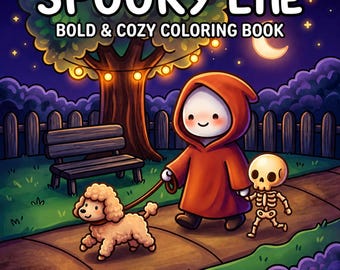 Libro para colorear de Halloween / 50 páginas para colorear de Halloween / Descarga digital de Halloween