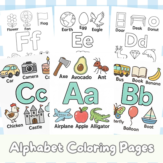 Preschool Coloring Pages, Alphabet Book, Preschool Alphabet Activity, Kids Alphabet Coloring, Letter Coloring Pages, ABC Coloring Book