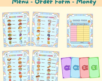 Pretend Play Menus, Pretend Restaurant Menus, Kids Play Menus, Kids ...