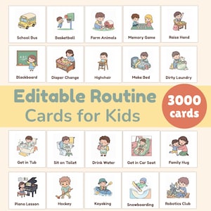 3000 bearbeitbare KinderRoutinekarten & 50 visuelle Ablaufplan-Diagramme | Diagramm für Kinder | Tägliche Aufgaben und Aufgaben zum Ausdrucken