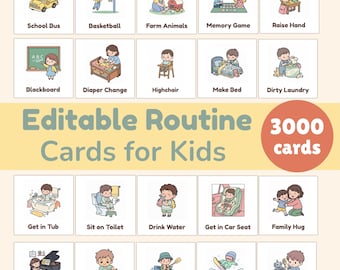 Tarjetas editables de rutinas infantiles / 3000 gráficos de horarios visuales (descarga digital)