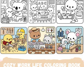 Libro para colorear con 40 páginas para colorear sobre la vida laboral, con diseños llamativos y fáciles de seguir. Un libro para colorear adorable para adultos y adolescentes. Descarga digital.