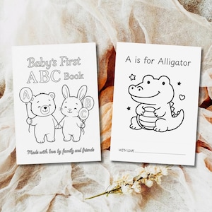 ABC Baby Shower Coloring Book, Babys First Book, Alphabet Book, Baby Shower Game, Alphabet Coloring Pages, Printable Digital Download