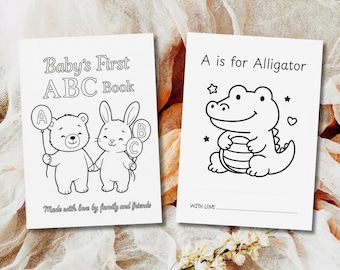 ABC Baby Shower Coloring Book, Babys First Book, Alphabet Book, Baby Shower Game, Alphabet Coloring Pages, Printable Digital Download