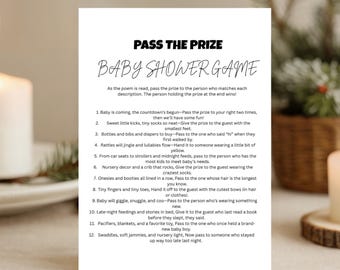 Pass the Prize Baby Shower Game, Fun Printable Baby Shower Activity, Pass the Gift Poem Game, Baby Shower Games, Instant Download