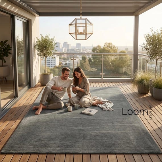 Hand Tufted Grey Wool Rug Modern Minimalist Solid Charcoal Area Rug Plush Soft Grey Rug for Living Room Bedroom Custom Size Aesthetic Rug
