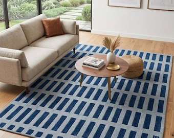 Tappeto in lana trapuntato a mano, tappeto bianco astratto, arredamento moderno per soggiorno, tappeto personalizzato a pelo alto e basso