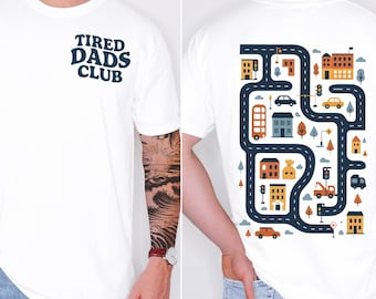 Tired Dads Club Comfort Colors® Shirt, Construction Dad Shirt, Play Cars On Dads Back, Mat Road Car Race Track Shirt, Father's Day Gift