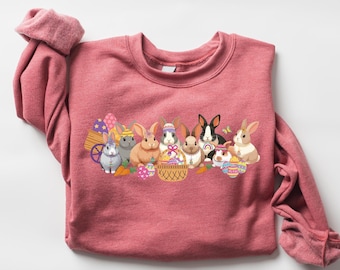 Easter Bunnies Sweatshirt, Easter Dog Sweater, Womens Dog Lover Easter Gift, Cute Easter Crewneck, Spring Sweatshirt, Easter Graphic Tee