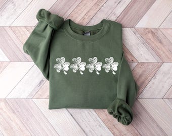 Retro Shamrock Sweatshirt, Cute Lucky Sweatshirt, Funny St Patricks Day Sweatshirt, Irish Shirt, Womens St Patricks Day Shirt, Shenanigans