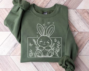 Floral Easter Bunny Sweatshirt, Womens Easter Bunny Sweatshirt, Kids Easter Sweatshirt, Bunnies Sweatshirt, Easter Gift For Bunny Lovers