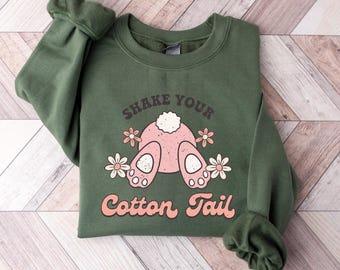 Retro Cotton Tail Easter Sweatshirt, Cute Easter Bunny Sweatshirt, Funny Easter Sweatshirt, Womens Easter Sweatshirt, Kids Easter Sweatshirt