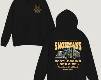 Snowman’s Bootlegging Service Hoodie, Smokey and the Bandit Truck Sweatshirt, Retro Trucker Pullover, Vintage Movie, Gift for Truck Driver