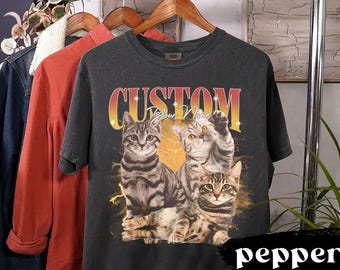 Custom Photo Cat Bootleg 90s Shirt, Custom Bootleg Rap Tee Shirt, Custom Pet Photo Your Own Bootleg Shirt, Change Design Here