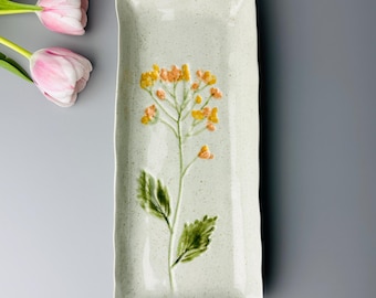 Yellow Hibiscus Ceramic Plate – Handmade Floral Charm, Valentine's