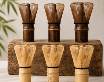 Personalized Matcha Whisk Custom Engraved Natural Bamboo Chasen 80 100 120 Prong Japanese Tea Ceremony White or Purple Bamboo