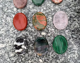 Polished Natural Crystal Thumb Stone – Pocket Worry Stone for Anxiety Relief, Reiki Energy Healing, Handmade Gift