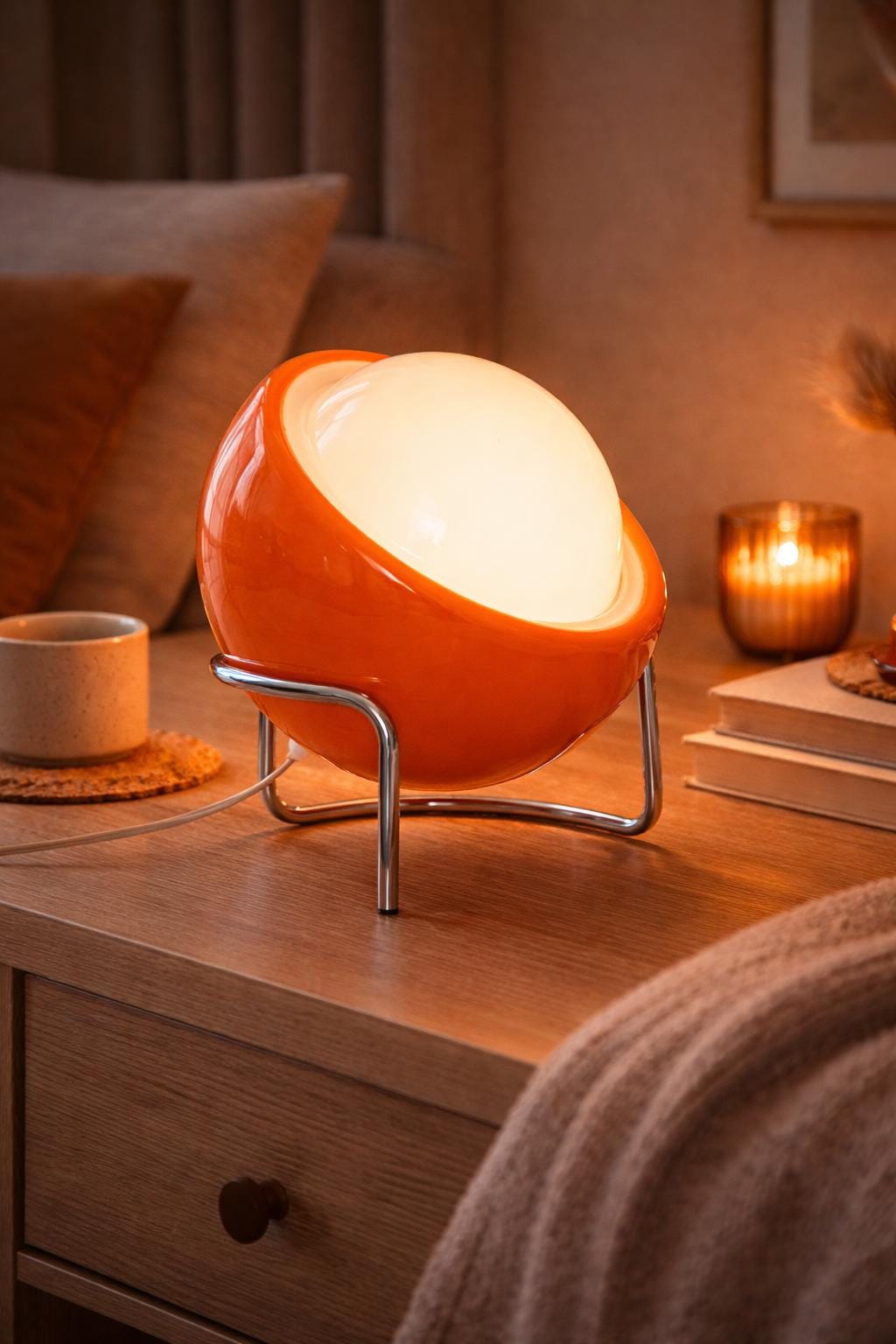 Lampe à poser en métal orange Haipot | Maisons du Monde