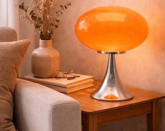 Orange Mushroom Lamp | Vintage Italian Design LED Table Light