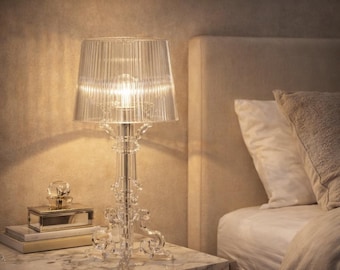 Transparent Baroque Acrylic Table Lamp | Ghost Style Modern Bedside Lighting