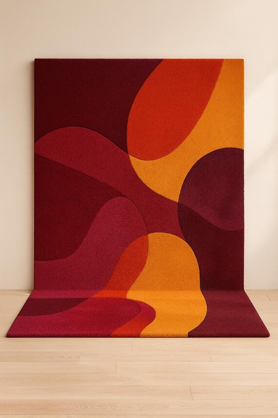 Luxury Round Hand-Tufted Wool Rug – Modern Abstract Multicolor Design in Fine New Zealand Wool | Plush Artistic Statement Rug