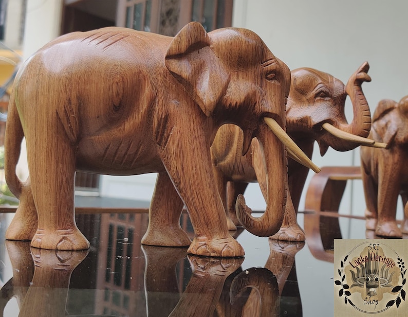 Hand Carved Wooden Elephant Statue, Elephant Figurine, Elephant ...