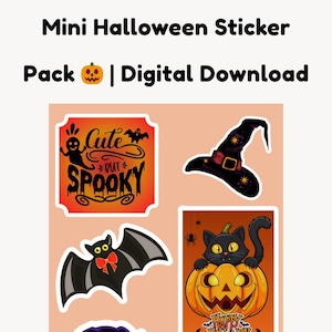 Afdrukbare Halloween-stickers | Leuke stickers spook en vleermuis | Griezelige schattige kinderknutsels | Trick or Treat-feestartikelen | Directe digitale download