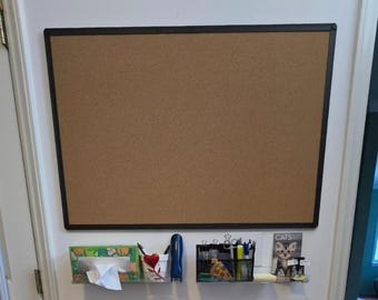 Large Cork Notice Board 36x24 | Natural Cork Bulletin Board with Black Aluminum Frame | Wall Organizer for Office, Home & Classroom