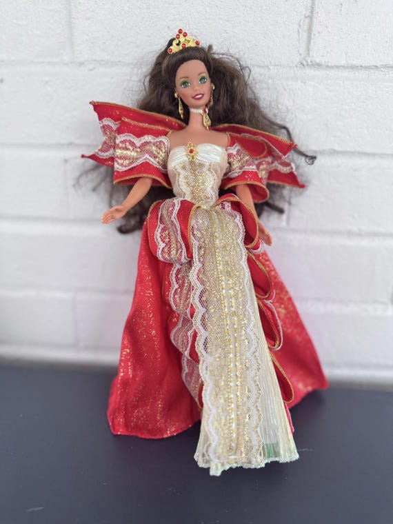 barbie red and gold dress 1997 Happy Holidays Special Edition Barbie Doll Christmas