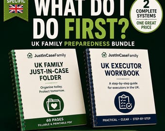 UK End of Life Planner Bundle | Executor Workbook, Family Binder (Fillable PDF)