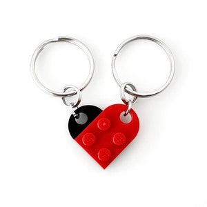 Heart Keychain Set - Made with Authentic LEGO® Bricks, Matching Friendship Gift for Couples, Best Friends - High Quality & Durable, USA-made