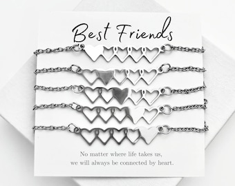 Best Friends Necklace Gift Set for 5, Sisters Forever, Friendship Heart Necklaces, Meaningful Gift for Her, Family, or Mother and Daughters