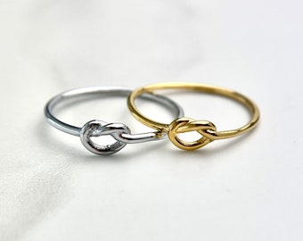 Knot Ring Promise Love Knot Ring Tiny Stacking Ring Friendship Knot Forever Best Friends Minimalist Ring Thin Gold Ring Gift for Her