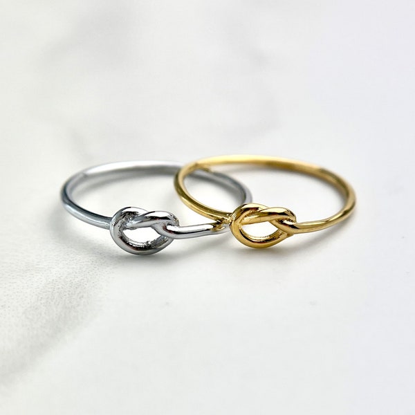 Knot Ring Promise Love Knot Ring Tiny Stacking Ring Friendship Knot Forever Best Friends Minimalist Ring Thin Gold Ring Gift for Her