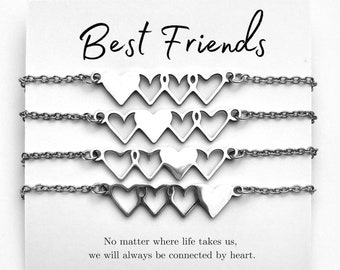 Best Friends Necklace Gift Set for 4, Sisters Forever, Friendship Heart Necklaces, Meaningful Gift for Her, Family, or Mother and Daughters