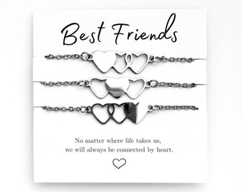 Best Friends Necklace Gift Set for 3, Friendship Heart Necklaces for Friends, Sisters, Family Members, Meaningful Gift for Her