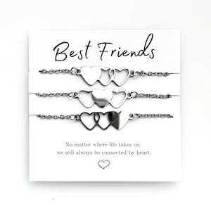 Best Friends Necklace Gift Set for 3, Friendship Heart Necklaces for Friends, Sisters, Family Members, Meaningful Gift for Her