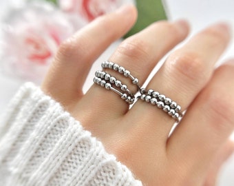 Anillo antiestrés, cuentas giratorias para concentrarse y relajarse, alivio, calma consciente, apilamiento, delicado y minimalista, regalo para manos inquietas