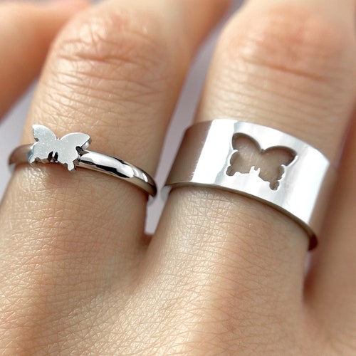 Matching Friendship Couples Heart Ring Set Lover Rings His and - Etsy