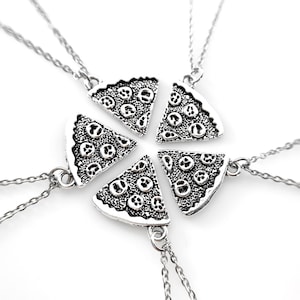 Matching Sets of Pizza Necklaces, Set of 2, 3, 4, 5, 6, or 7, Best Friends Friendship Necklaces, Birthstone, Personalized Non-Tarnish Chains