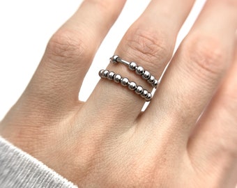Anillo antiestrés, cuentas giratorias para concentrarse y relajarse, alivio, calma consciente, apilamiento, delicado y minimalista, regalo para manos inquietas